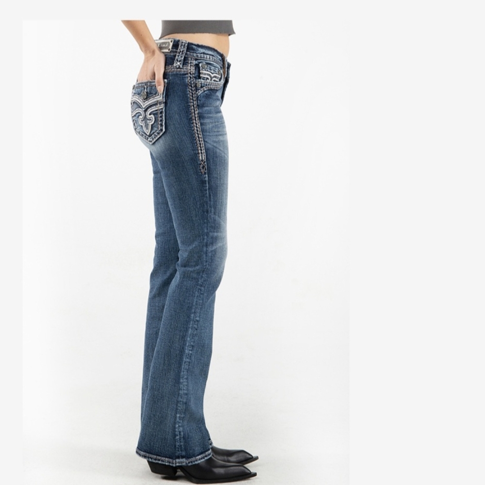 Rock Revival Dark Wash Thick Stitch Yui Jeans Sz. 30 Bootcut